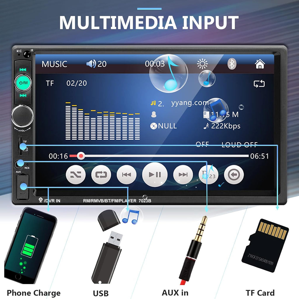 2 Din 7 Inch Touch Screen Car Stereo with Bluetooth G78051