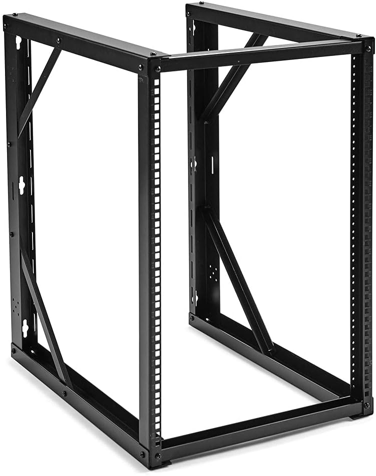 Black 15U Wall-Mount Open Frame Network Equipment Rack J394