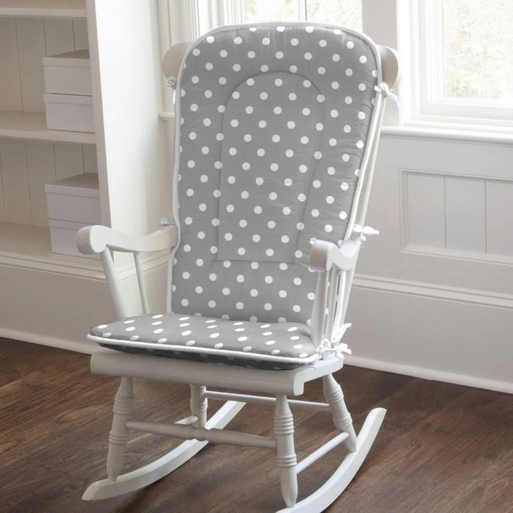 Gray and White Dots and Stripes Rocking Chair Pad N7922