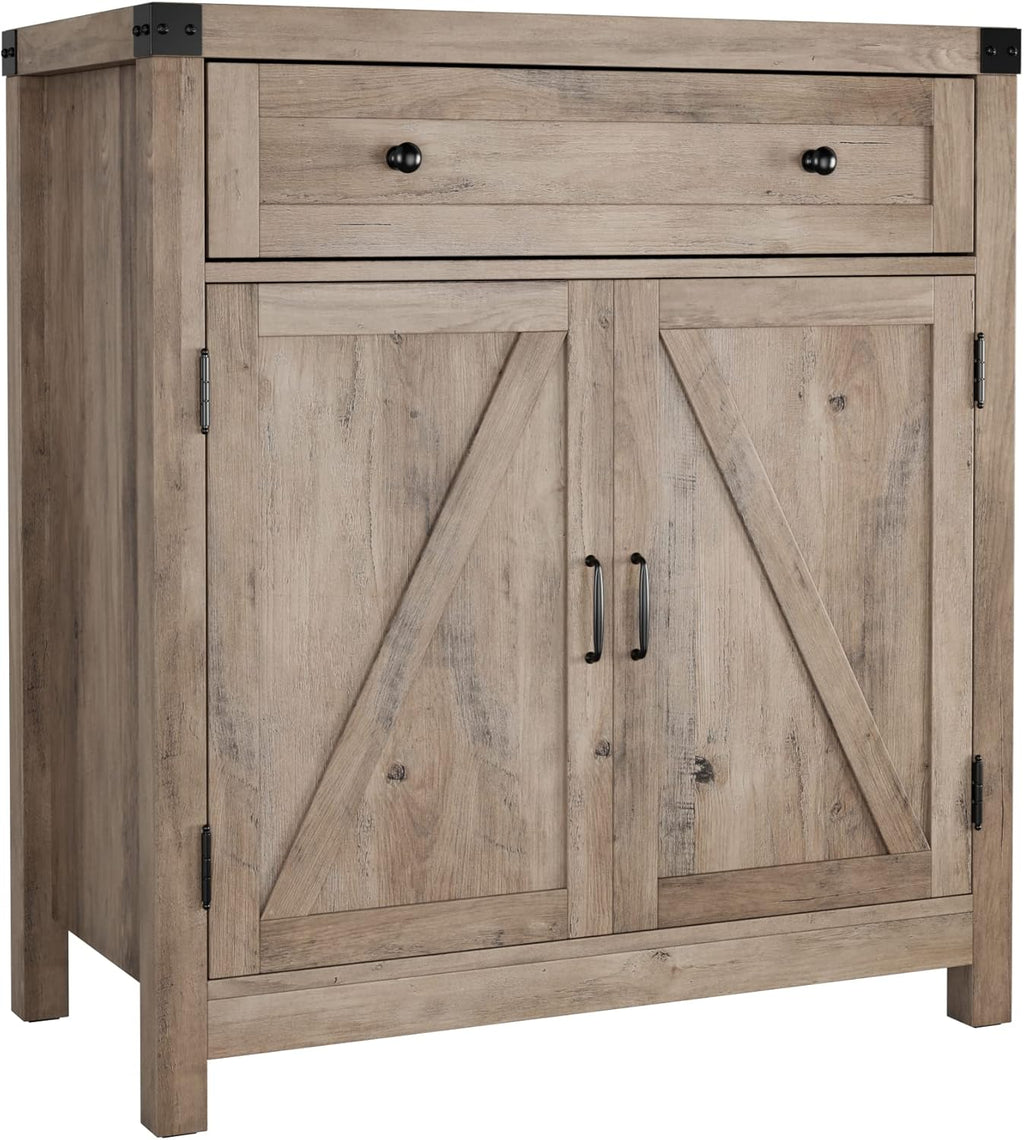 Gray 2 Door Wood Storage Cabinet with Drawer and Shelf G712