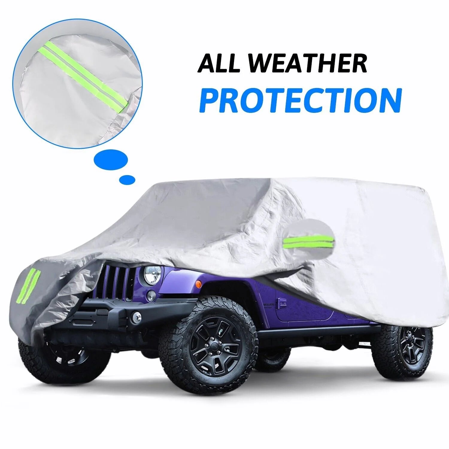 Silver Waterproof Full Car Cover for Jeep Wrangler 2 Door Z94656