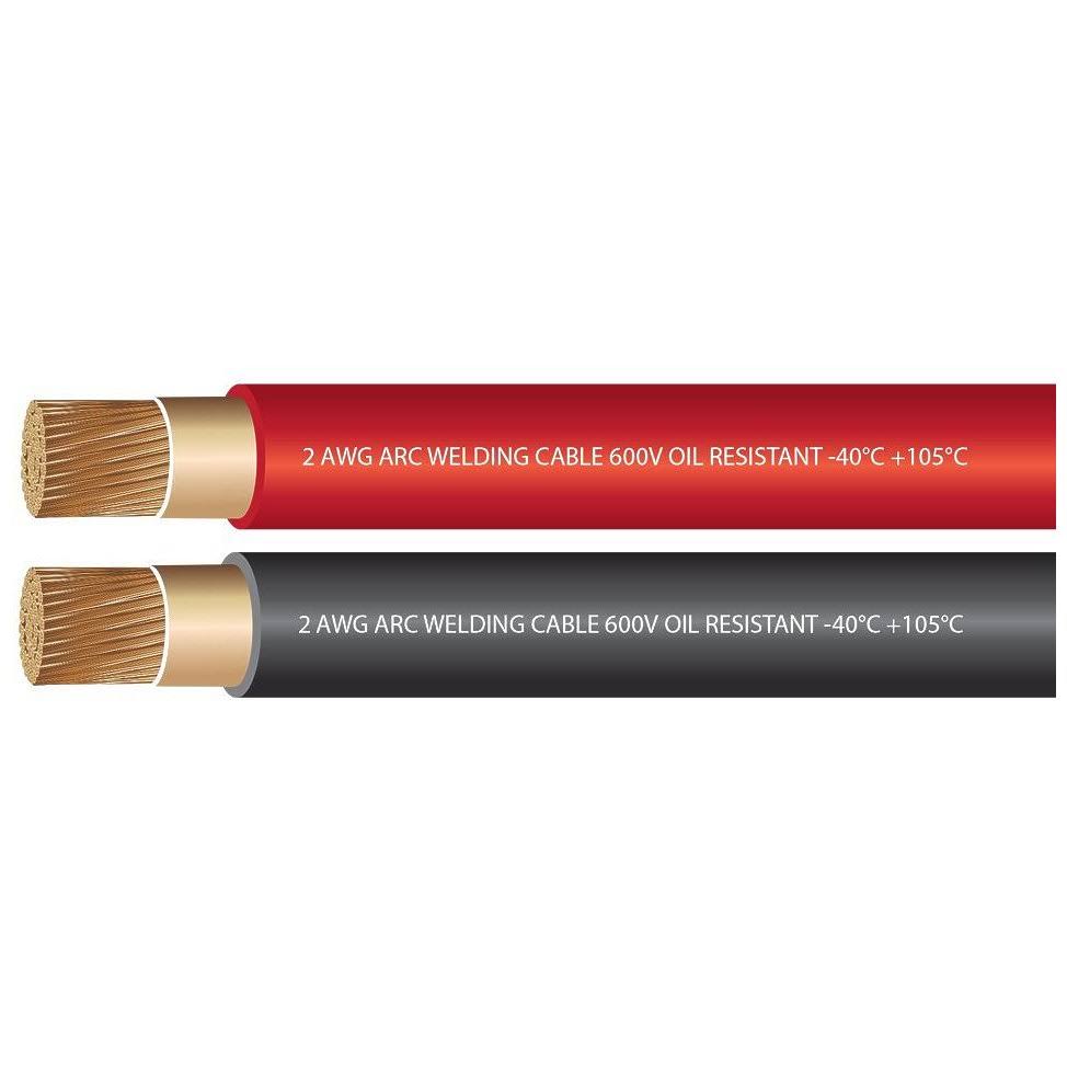 2 Gauge Extra Flexible Welding Cable 600 Volt Combo Pack Black Red 10 Feet H12540