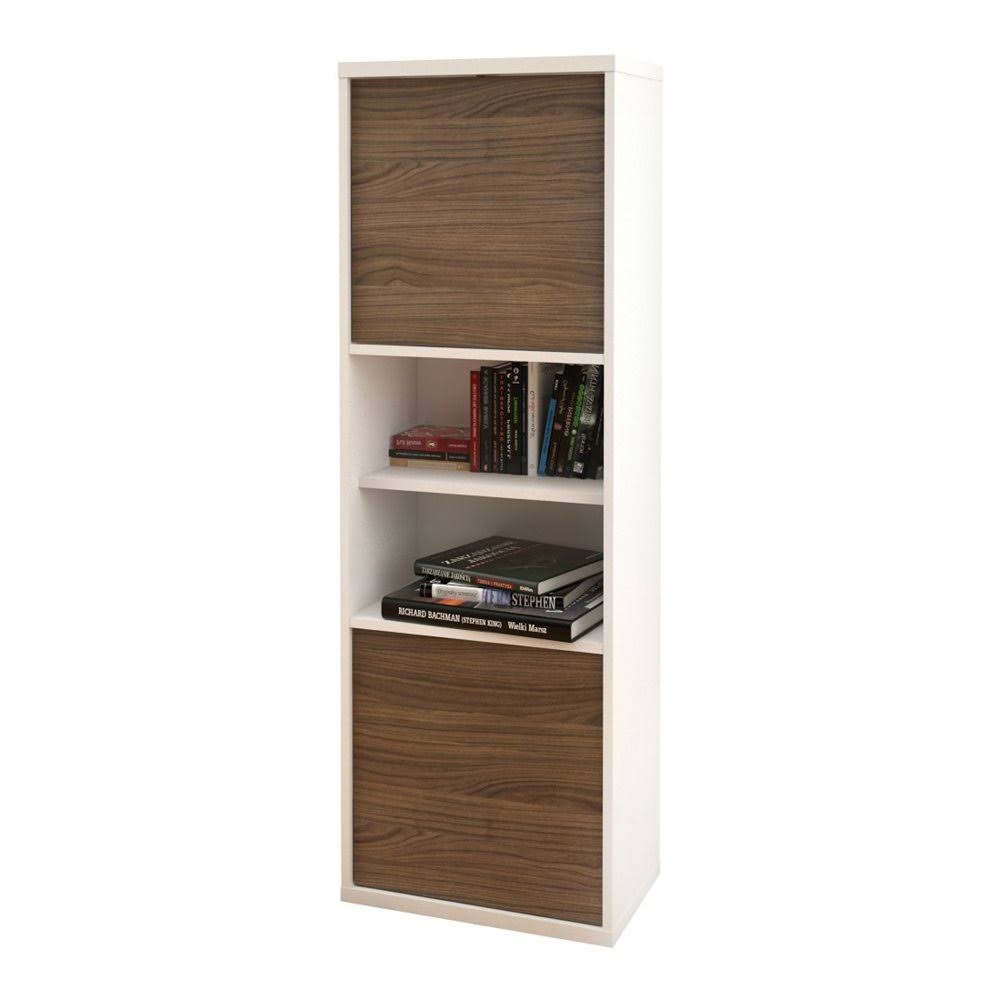 White and Walnut 2-Door Bookcase Y52287
