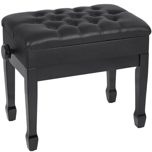 Brown Wooden Piano Bench with Storage and PU Leather Cushion G530449