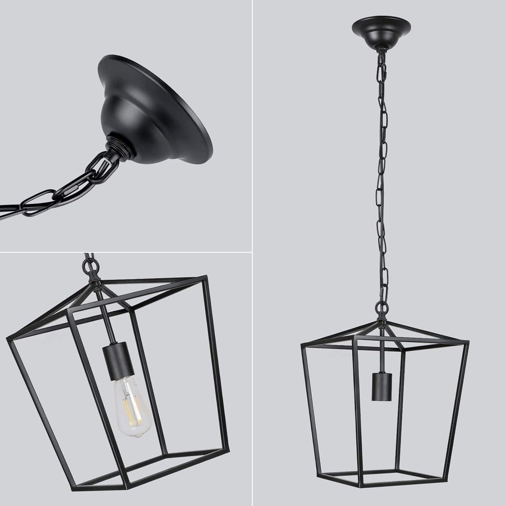 Vintage 3-Lights Black Lantern Chandelier P182040
