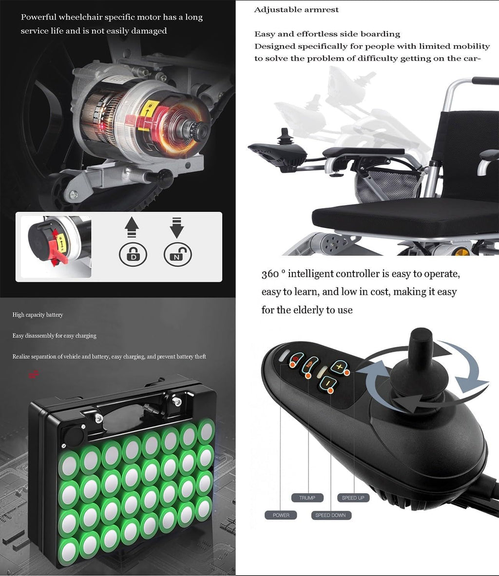 Lightweight Foldable Electric Wheelchair (330lbs) Q3750