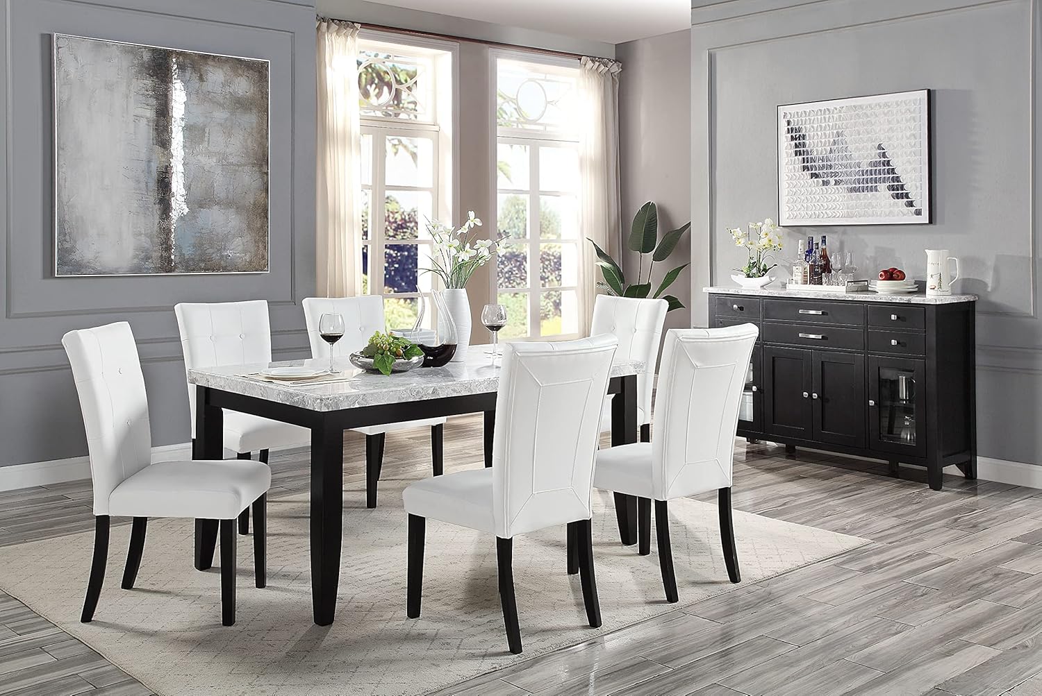 Rectangular Marble Top Dining Table in Black X745