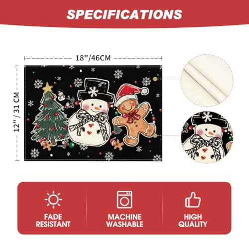 Set of 4 12x18 Inch Christmas Placemats L39290