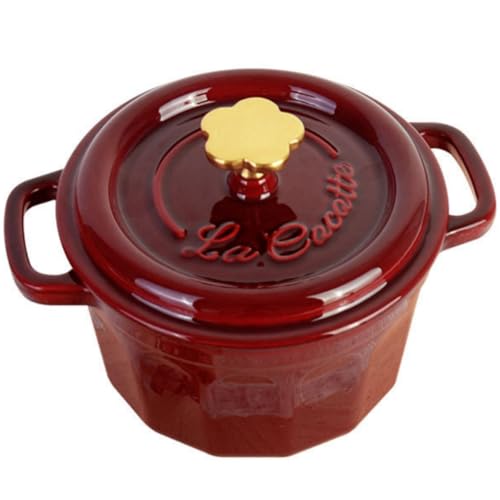 2QT Red Enamel Coated Cast Iron Dutch Oven N358