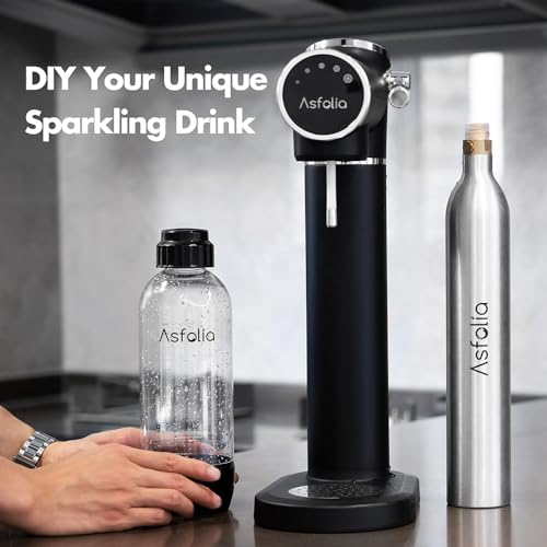 Black Stainless Sparkling Water Maker with 3 Carbonation Bottles J547121