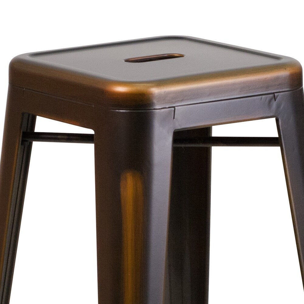 4 Pack 30"H Backless Distressed Metal Barstool T2714