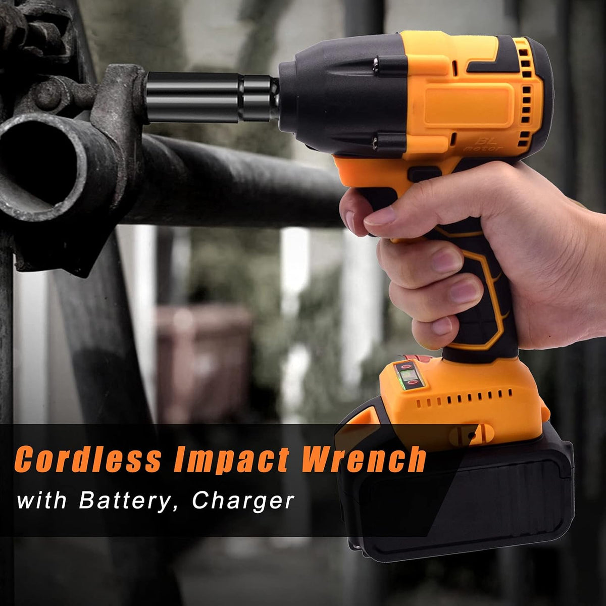 Cordless Impact Wrench Set with 2 × 4.0 Ah Battery, 1/2 Inch Chuck, Brushless Motor T714