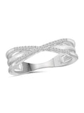 Sterling Silver Criss Cross Ring with White Diamond L794