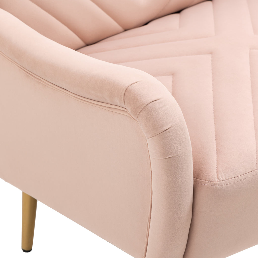 Velvet Single Sofa Chair with Rose Golden Metal Legs J59225