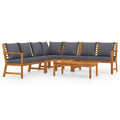 6 Piece Patio Lounge Set with Cushions Acacia Wood Outdoor Sectional Set E686