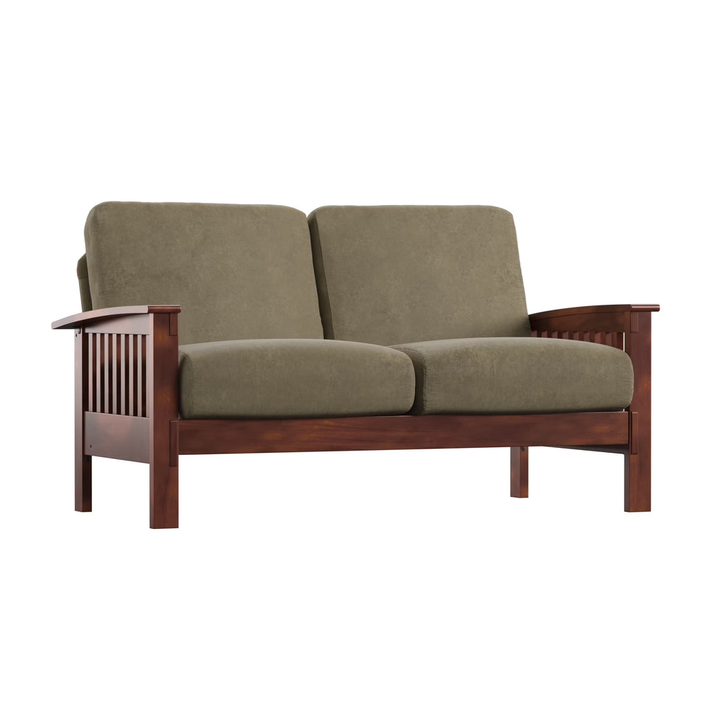 Olive Microfiber Loveseat Y195
