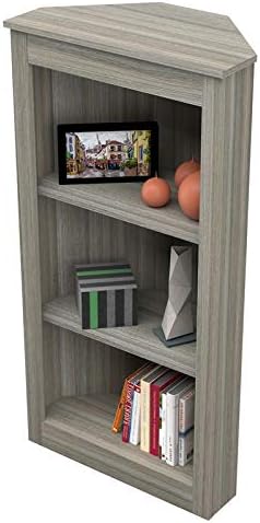 Gray Smoke Oak 3 Shelf Corner Bookcase X467681