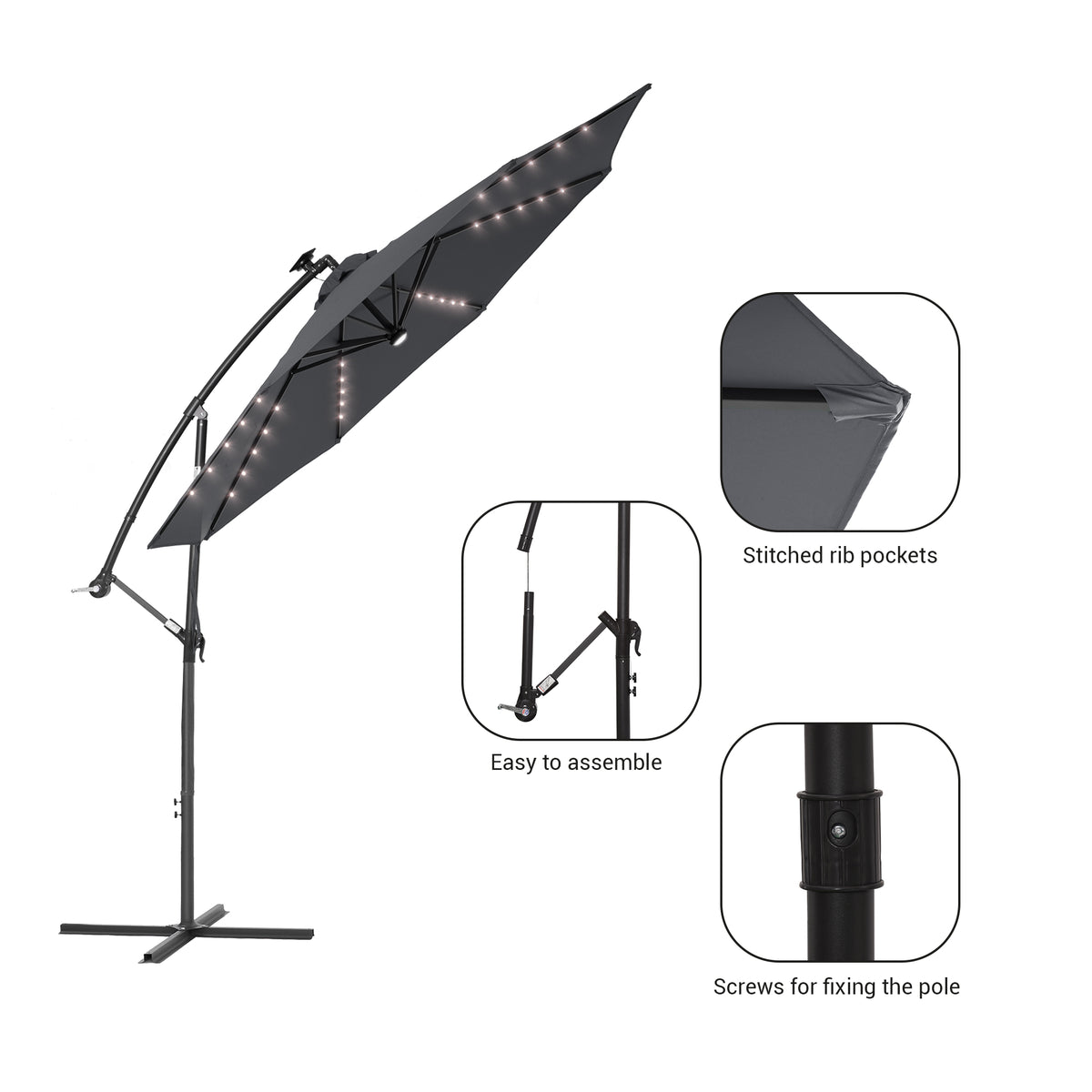 Gray Offset Patio Umbrella T801