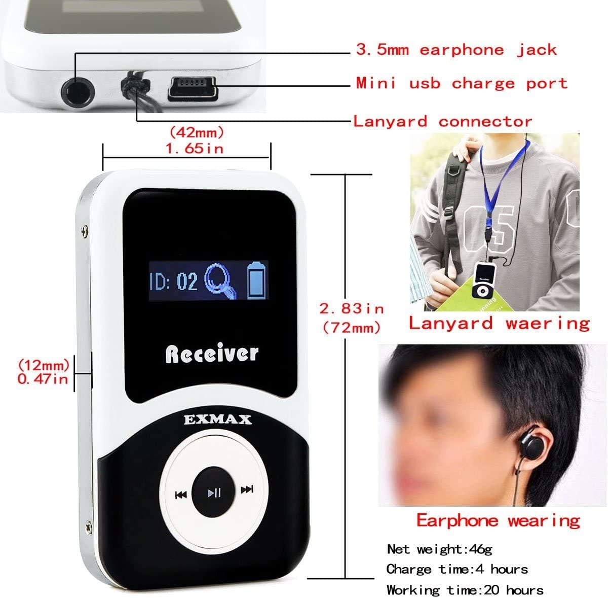 Wireless Tour Guide Transmitter System with 20 Receivers P38946