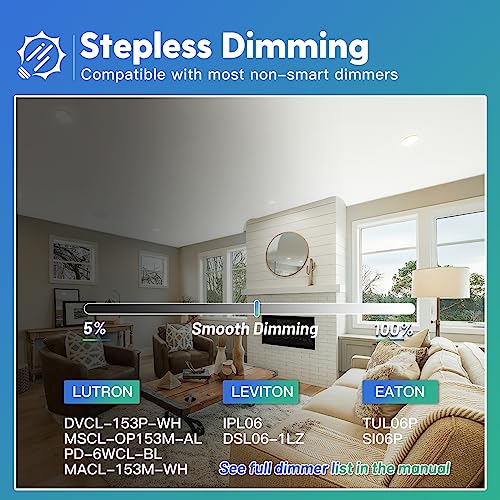 6 Pack 6 Inch Ultra-Thin LED Recessed Ceiling Light with Junction Box, Selectable 2700K/3000K/3500K/4000K/5000K, Dimmable A987650