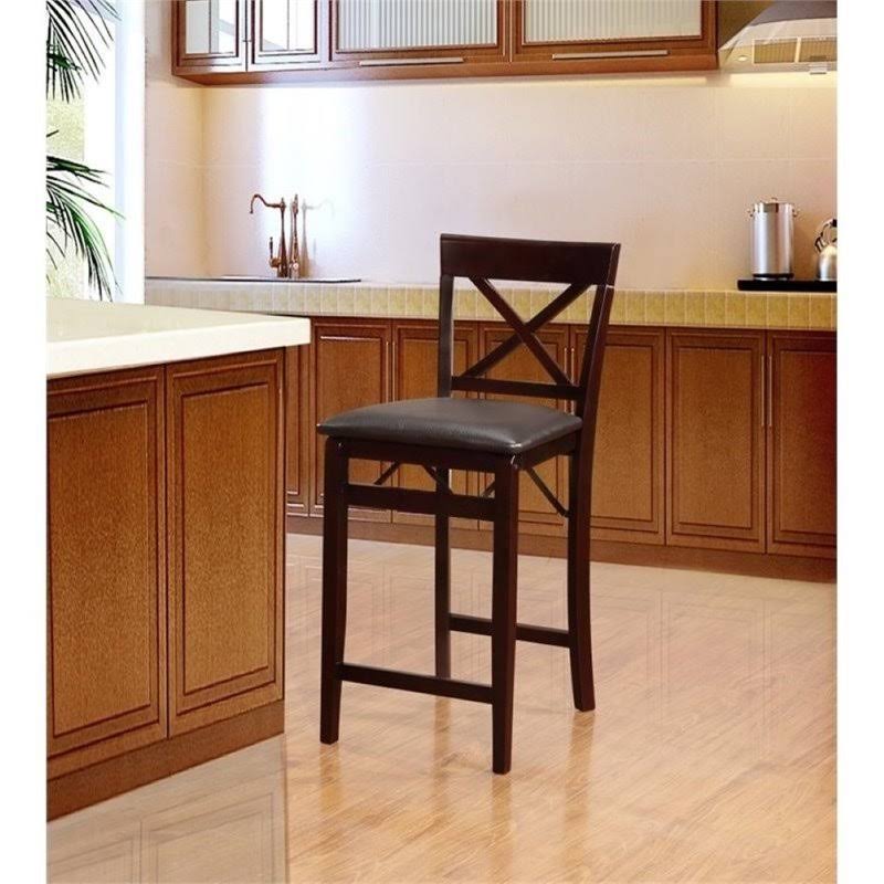 Faux Leather Counter Stool in Espresso Brown J9043