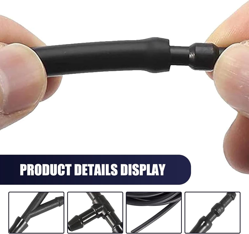 12 PCS Car Windshield Washer Hose Replacement with Hose Connectors Black O241283