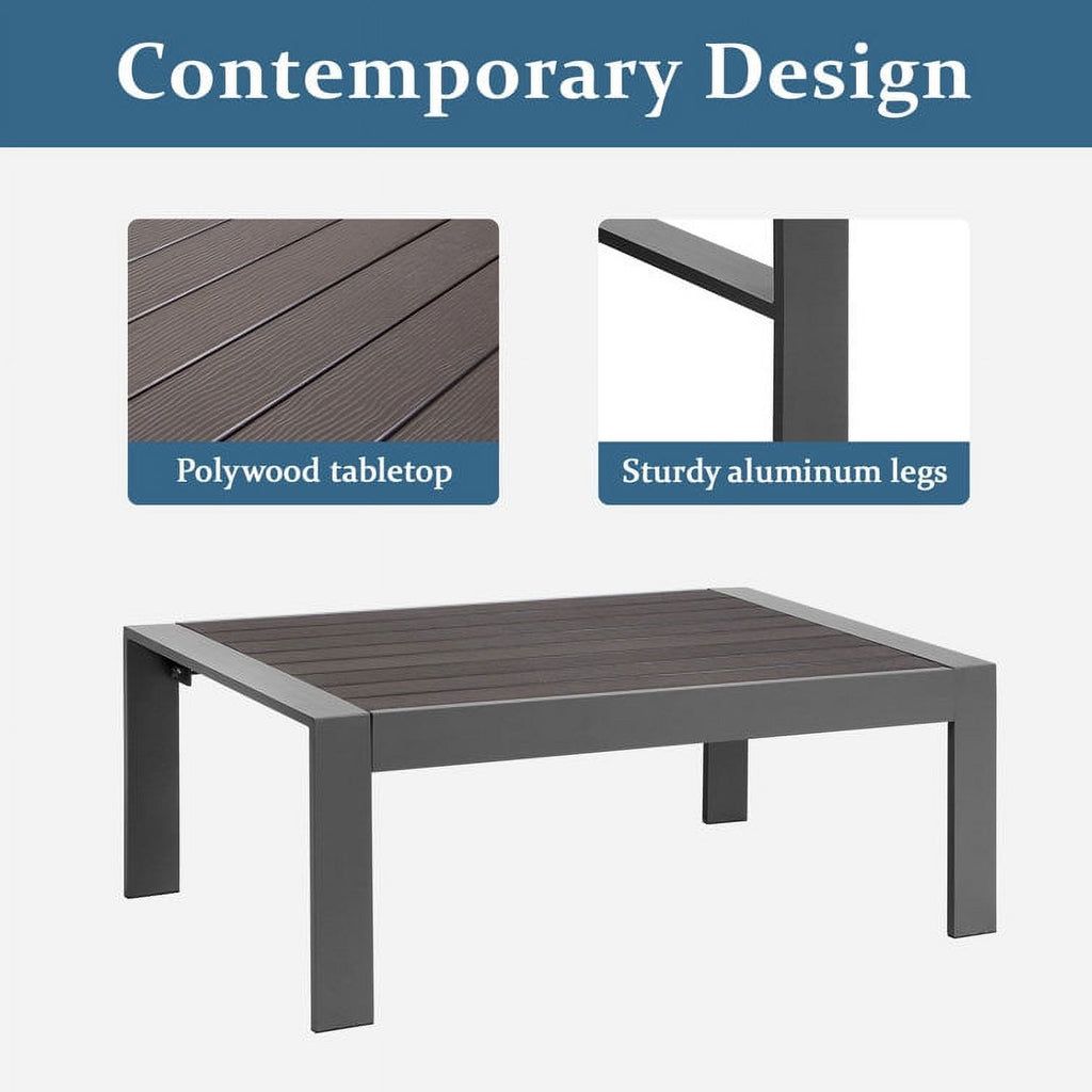 Gray 4-Seat Outdoor Aluminum Sectional Sofa with Cushions U66318