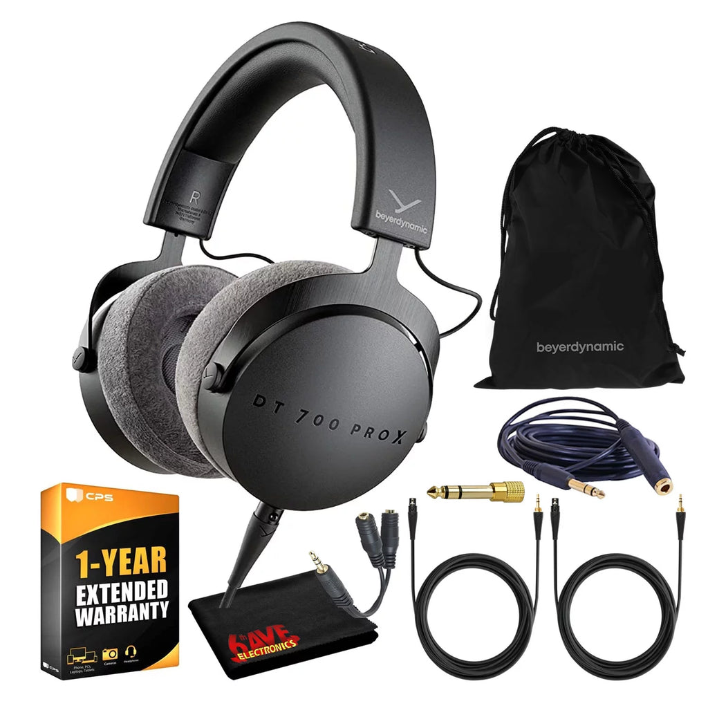 Closed-Back Studio Headphones Bundle with Detachable Cable, Headphone Splitter, Extension Cable Q416017