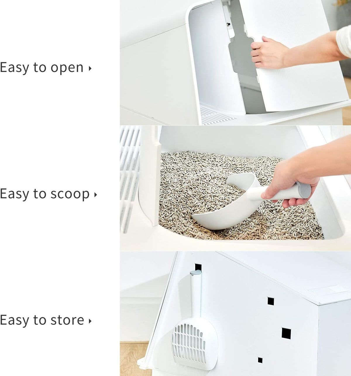 White Semi-Enclosed Cat Litter Box with Litter Scoop I96552