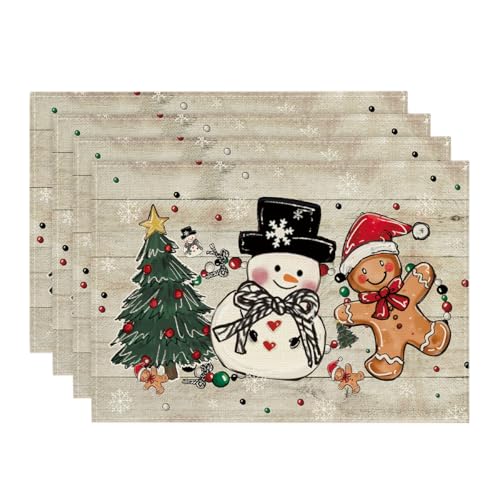 Set of 4 12x18 Inch Christmas Placemats L39290