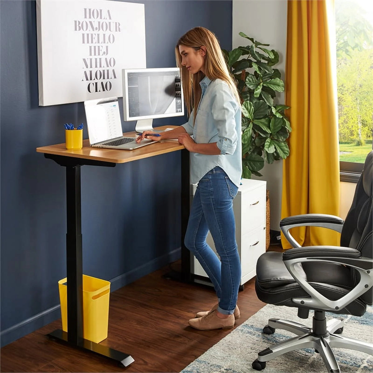 2-Piece Set with Standing Desk and Armless Task Chair I962651