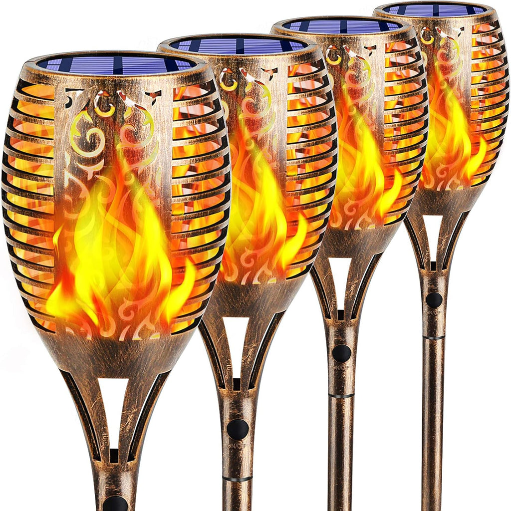 43 LED Flickering Flame Solar Torches Lights, 4 Pack C120