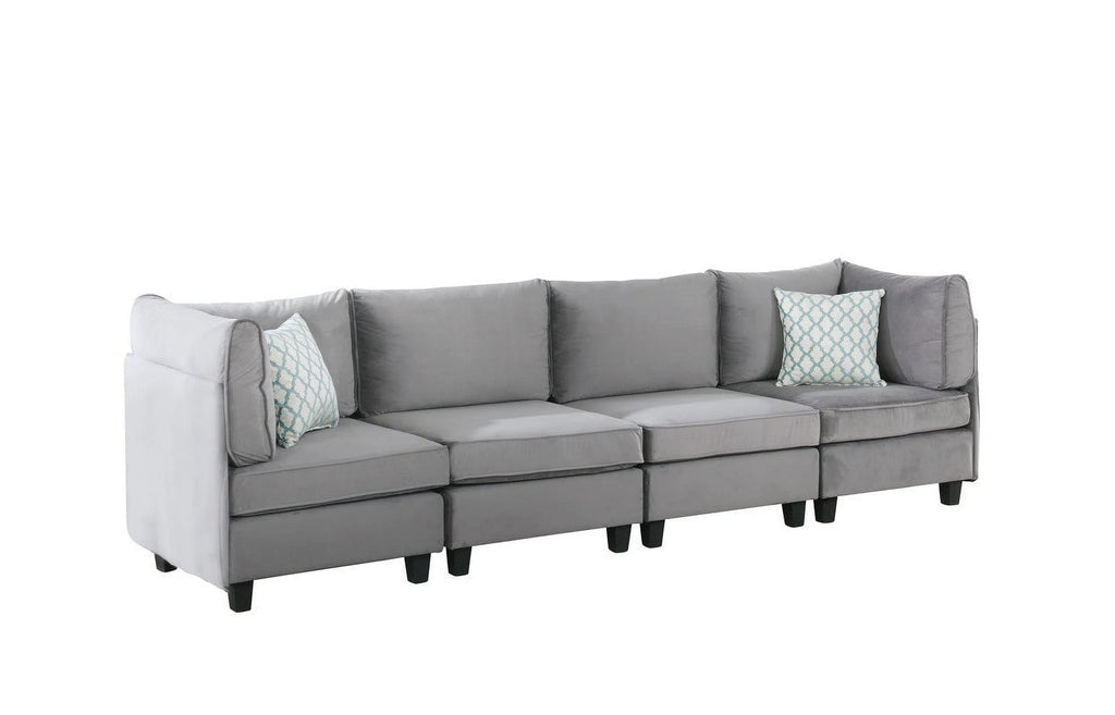Gray Velvet 6Pc Modular Sectional Sofa T336456