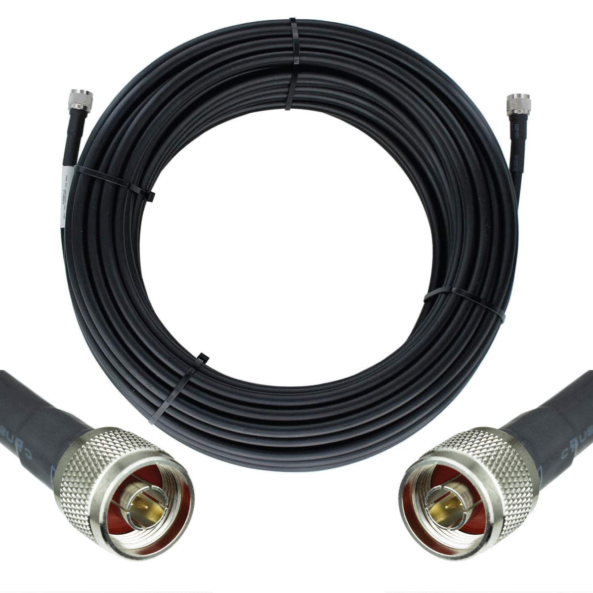 100ft Ultra Low Loss Coaxial Cable 50ohm N Male to N Male Black Y639