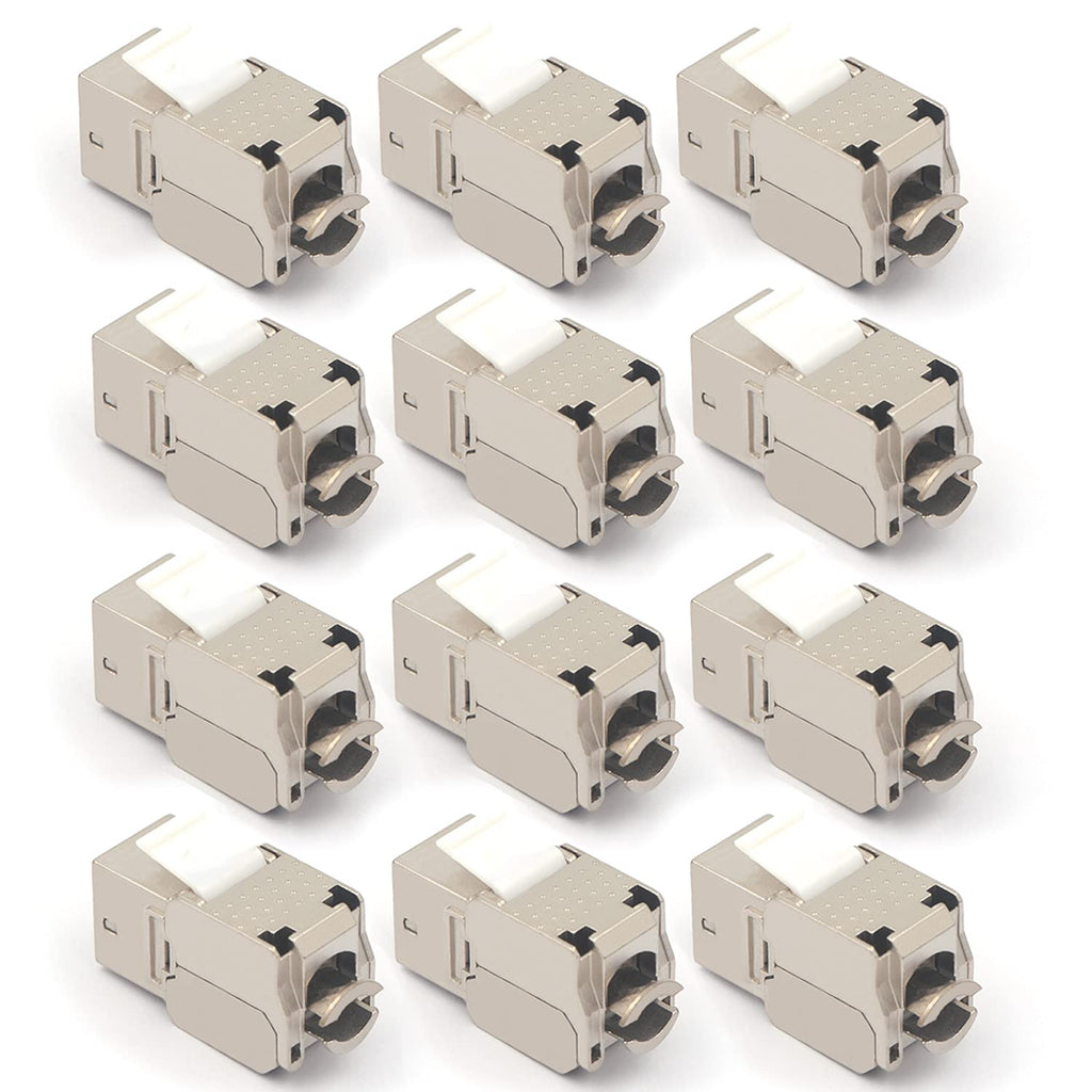RJ45 Cat6A Shielded Keystone Jacks 12 Pack Toolless Modular Jacks F315914