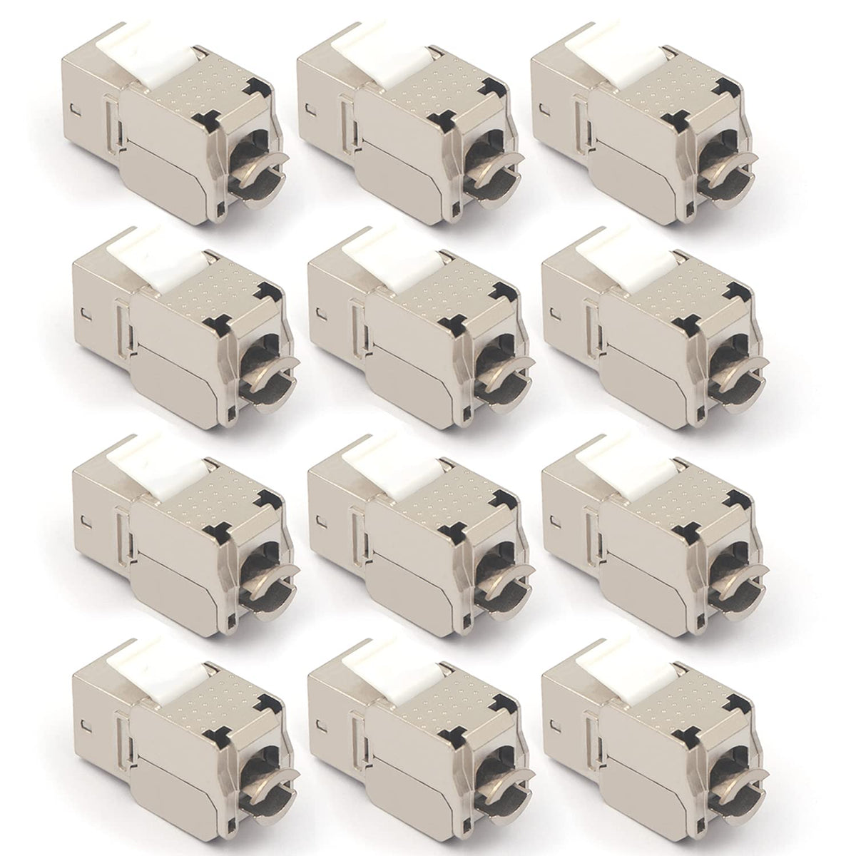 RJ45 Cat6A Shielded Keystone Jacks 12 Pack Toolless Modular Jacks F315914