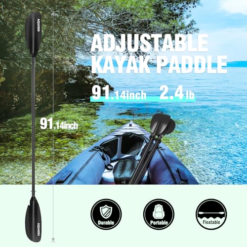 Aluminum Shaft Reinforced Fiberglass Blade Adjustable Kayak Paddle 231cm K53503