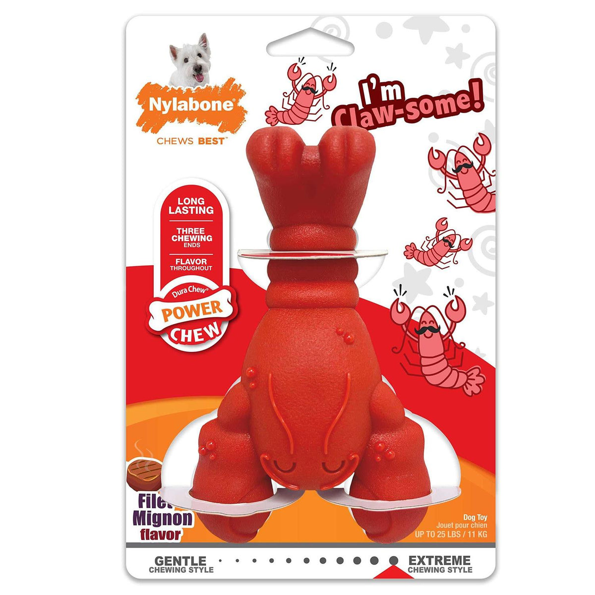 Power Chew Lobster Dog Toy Filet Mignon B980