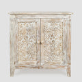 2 Door Accent Cabinet Distressed Beige V179468