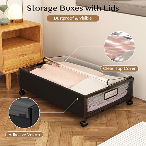 2 Pack Under Bed Storage Containers with Wheels and Lid B168778