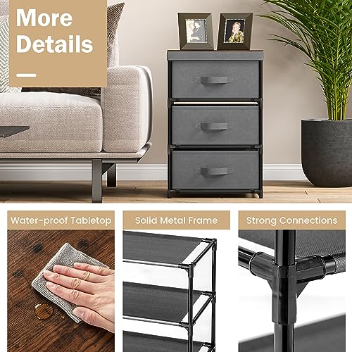 Black Fabric Dresser Set of 2 with 2 Drawers P542