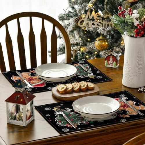 Set of 4 12x18 Inch Christmas Placemats L39290