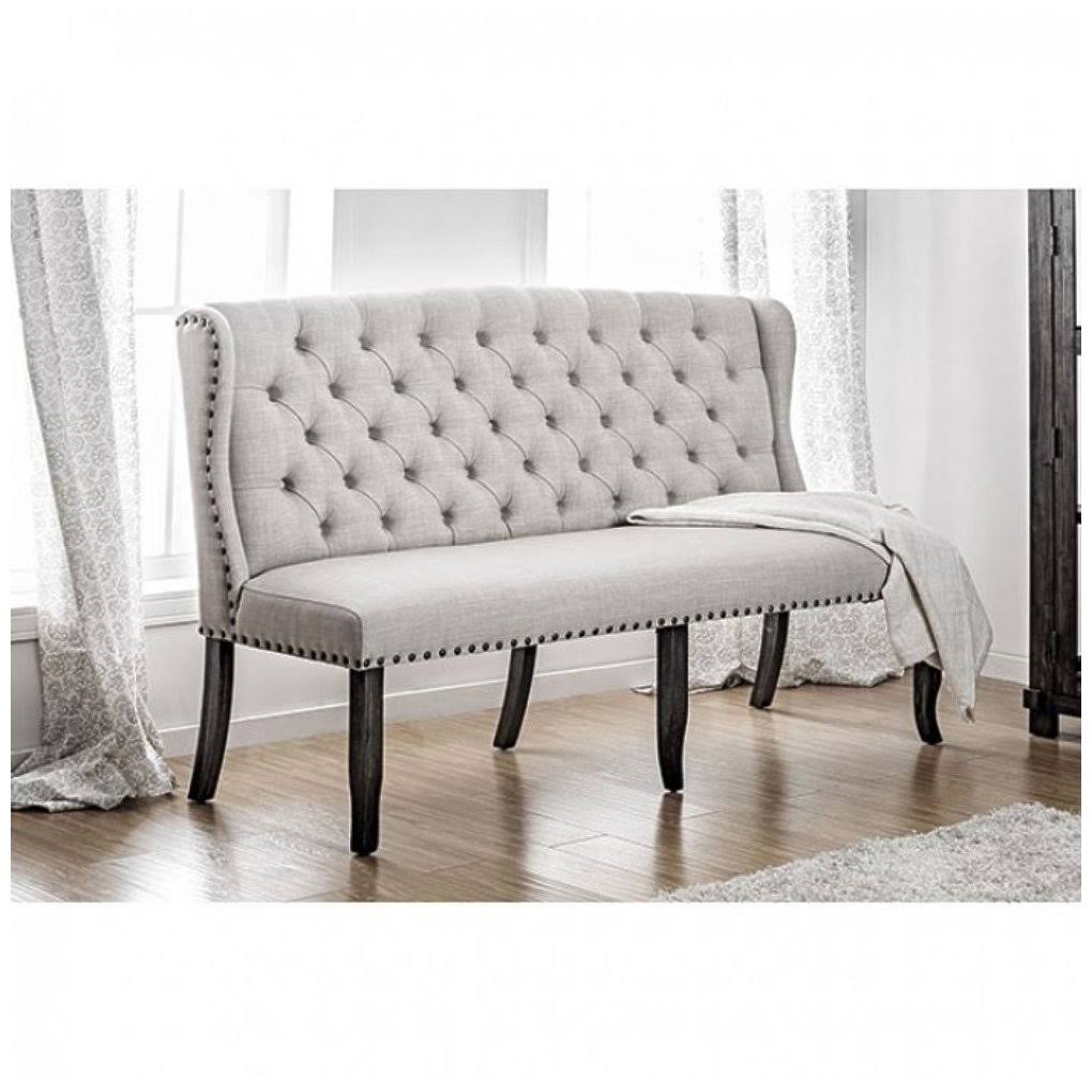 Ivory Tufted Back Bench G673335