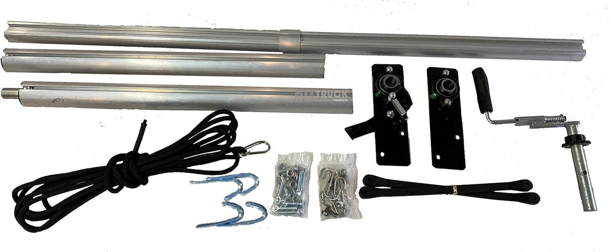 Manual Hand Crank Cab Level Truck & Trailer Tarp Roller Kit with PVC Mesh Tarp (6' x 14') M971549