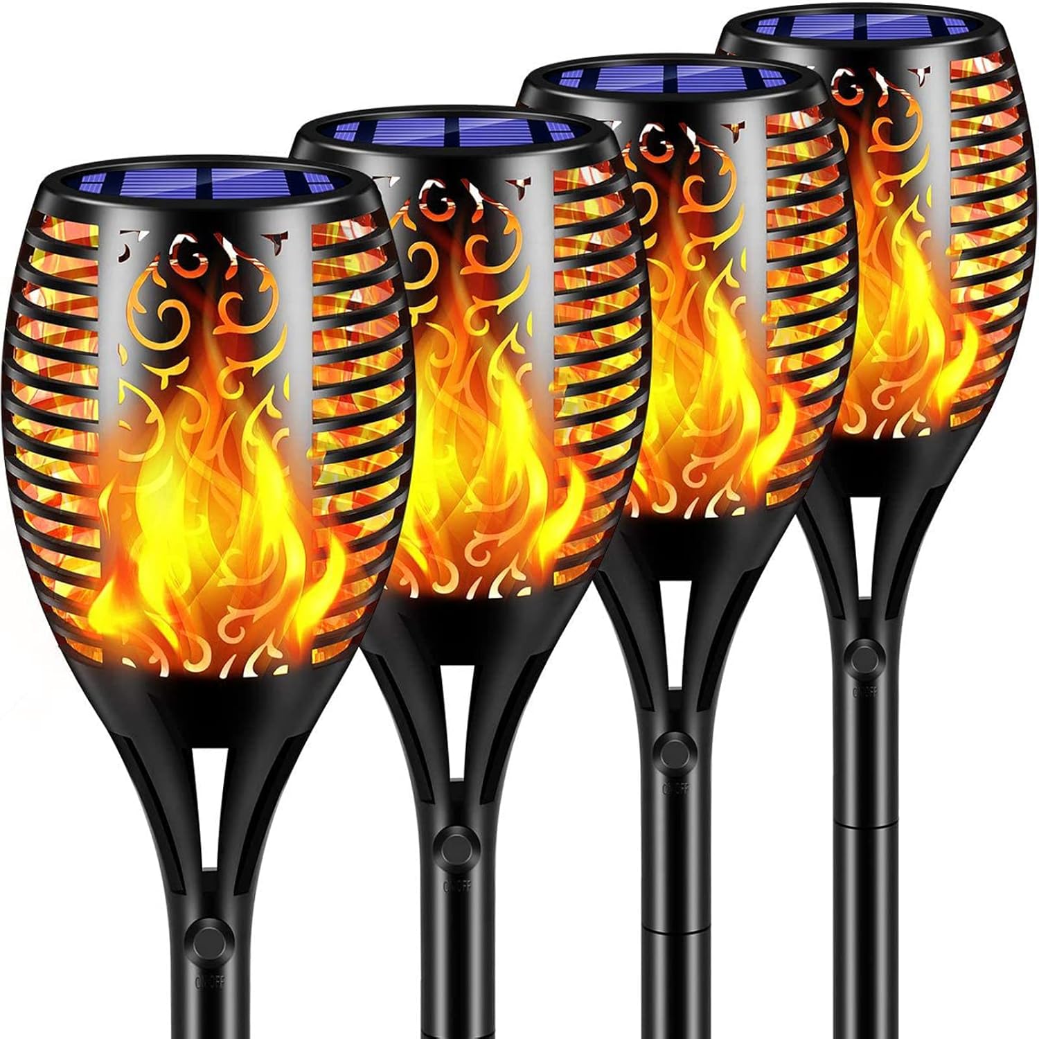 43 LED Flickering Flame Solar Torches Lights, 4 Pack C120