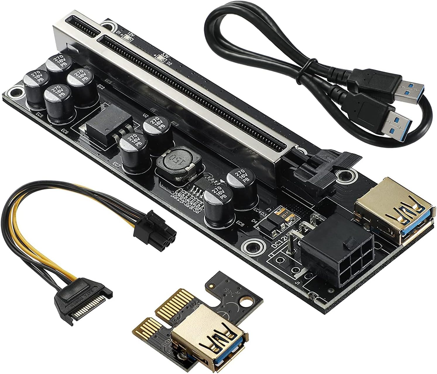 Black PCIe Riser Card 6-Pieces O798