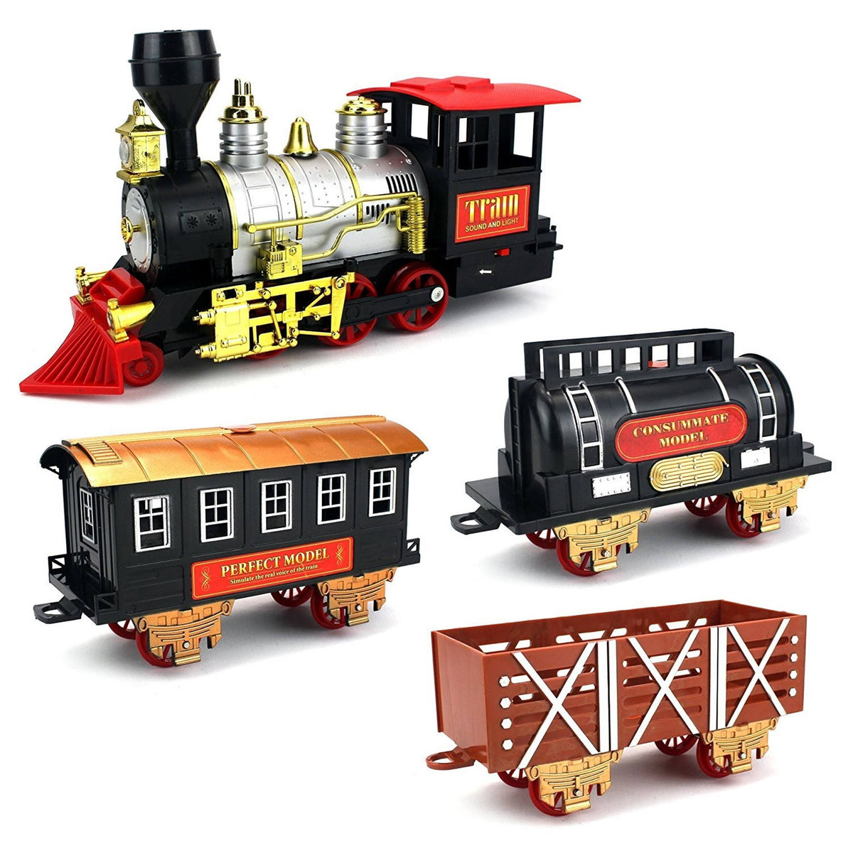 Battery Powered Christmas Train Set with Light Sound Smoke G88146