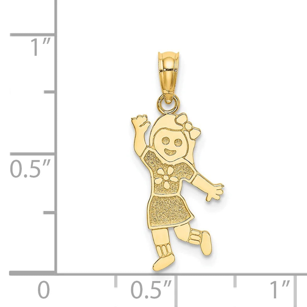 14K Solid Gold Girl Pendant Necklace Y1720