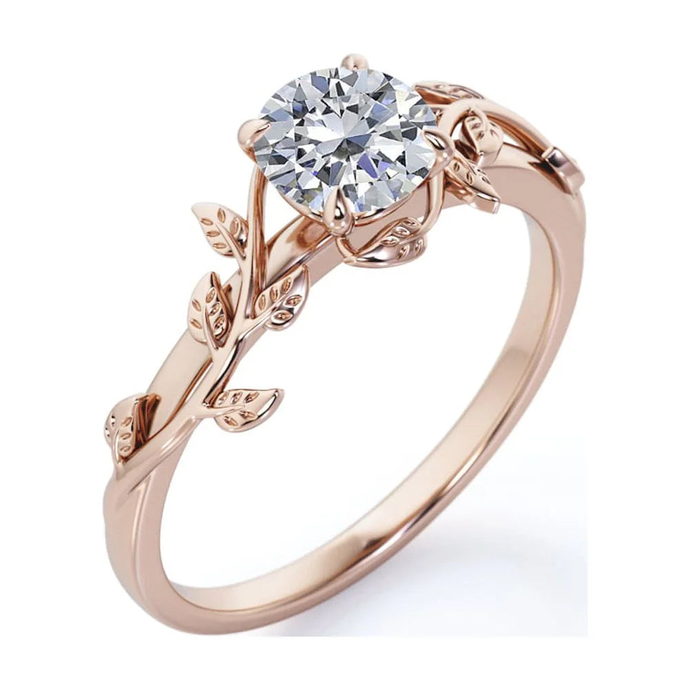 18K Rose Gold Plating Over Silver Opal Engagement Ring H5249