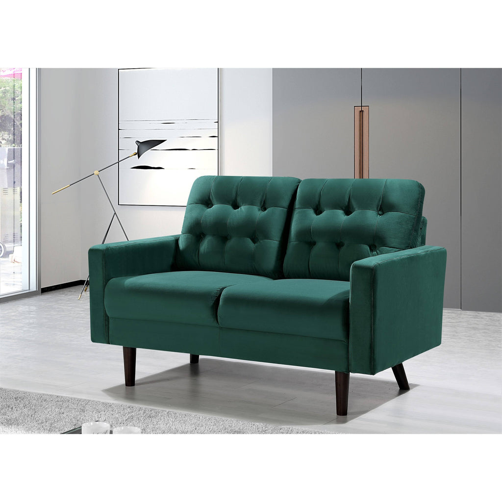 Grey Velvet Tufted Loveseat C1494